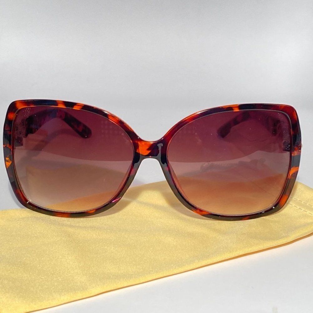 Oversize Tortoise Sunglasses With Silver Detail on Arm New